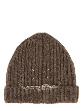 Maison Margiela Brown Knitted Beanie Hat