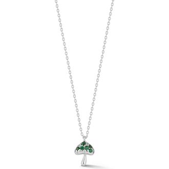 Sphera Milano Mushroom Cubic Zirconia Pendant Necklace in Silver/Green at Nordstrom Rack