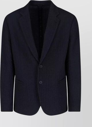 Giorgio Armani front pockets notched lapel single breasted textured fabric