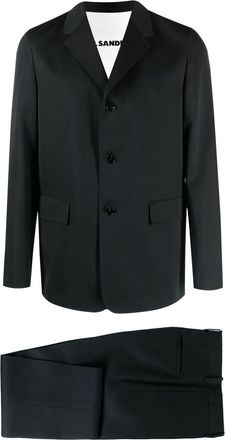Jil Sander single-breasted button suit - men - Cotton/Cupro/Wool - 54 - Black