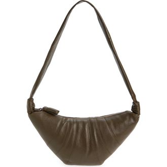 Christophe Lemaire Medium Croissant Leather Shoulder Bag in Dark Olive at Nordstrom
