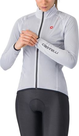 Castelli Womens Squall Shell Jacket, Full Waterproof, Windproof Lightweight Reflective Jacket, Road Cycling & Gravel Biking, Silver Gray/Black, X-Large