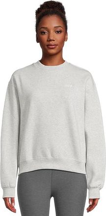 New Balance Sport Essentials Fleece Crew Womens Clothing Ash Heather : LG, Cotton/Polyester/Spandex