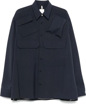 OAMC Casual Shirts, male, Blue, L, Night Blue Wool Blend Troy Shirt