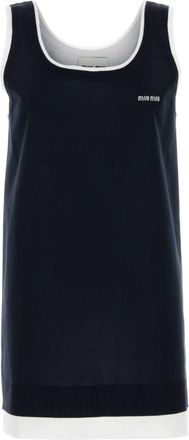 Miu Miu Dark blue stretch silk blend dress