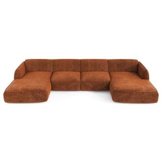 Sia Home Sof&aacute; panor&aacute;mico 7 plazas terciopelo de trama terracota