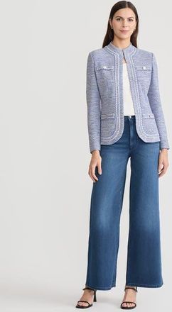 Misook Melange Tweed Knit Jacket in Aegean Blue/biscotti at Nordstrom, Size Xx-Large