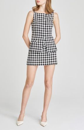 Wayf x Styled by COCO! Gracie Gingham Linen Blend Miniskirt in Black Gingham at Nordstrom, Size Medium