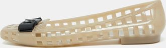 Ferragamo Beige Jelly Laser Cut-Out Bow Ballet Flats