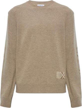 Burberry Wol trui met ronde hals - Heren - Truien - Grijs - Maat: M Wol