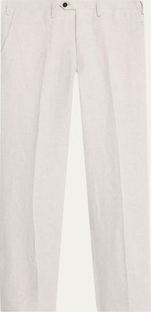 Kiton Mens Twill Flat-Front Pants
