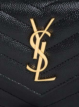 Saint Laurent Womens Wallet Grain De Poudre Black Leather Calf