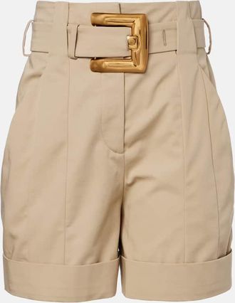 Balmain Belted cotton gabardine shorts