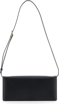 Tom Ford Womens Black Crossbody Bag With T Plaque Closure Goat Leather Shoulder