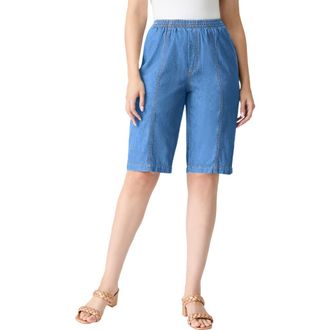 Roaman's Plus Size Easy-Wear Bermuda Short in Light Stonewash at Nordstrom, Size 32