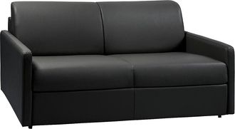 Vente-Unique Sof&aacute; cama italiano 3 plazas piel sint&eacute;tica CALIFE - Negro - Cama 140 cm - Colch&oacute;n 14 cm