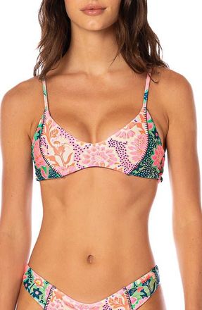 Maaji Blush Floral Portico Bikini Top in Pink at Nordstrom, Size Small