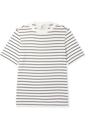 Brunello Cucinelli Striped Silk and Cotton-Blend Jersey T-Shirt