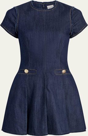 Cinq &agrave; Sept Nova Short-Sleeve Denim Mini Dress