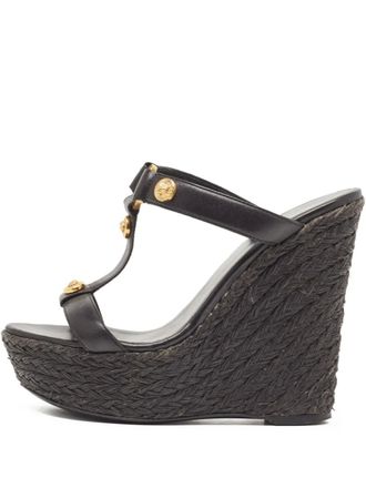 Versace 130 mm leren sandalen met hak - Zwart