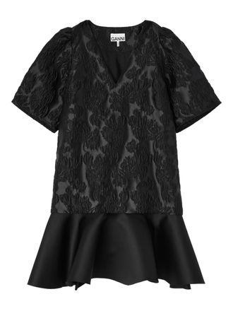 Ganni ruffled mini dress - women - Fabric - 32 - Black