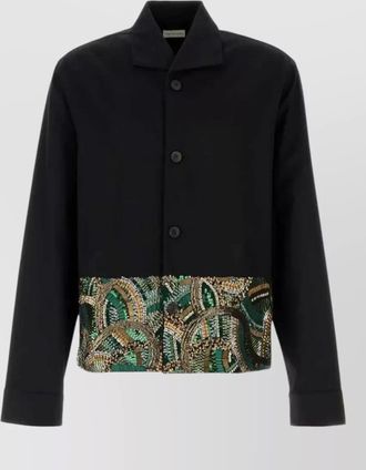 Dries Van Noten embroidered hem long sleeve shirt jacket