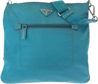 Prada Pre-owned Cross Body Bags, female, Blue, Size: ONE SIZE Pre-owned Tessuto Nylon Shoulder Bag