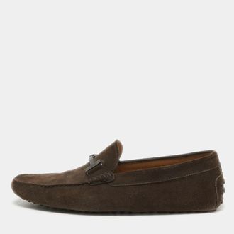 Tod's Tods Brown Suede Double T Loafers