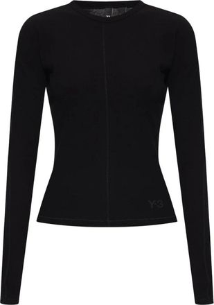 Yohji Yamamoto Top met logo - Dames - Longsleeves - Zwart - XS - Katoen - Tops