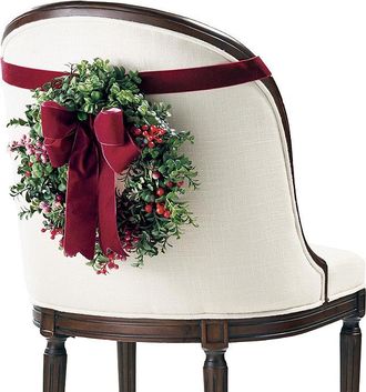 Frontgate Set of 2 Boxwood and Berry Mini Chairback Wreaths - Frontgate