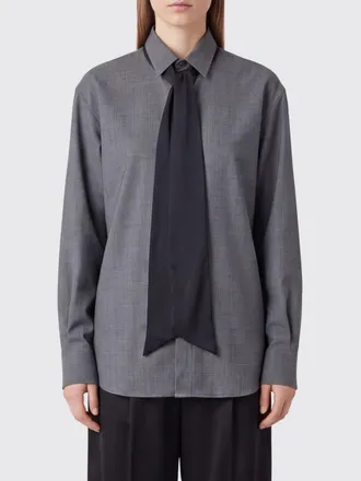 sacai Camicia in misto lana con collo a fusciacca e vestibilit&agrave; relaxed