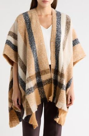 Nine West Luxe Plaid Topper in Luggage at Nordstrom Rack