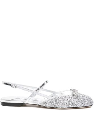 Jimmy Choo London Belinda glitter-embellished slingback sandals - Silver