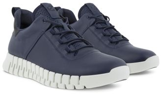 Ecco Sneaker ECCO GRUUV M, Herren, Gr. 39, blau (marine), Glattleder, Schuhe Sneaker, Freizeitschuh, Halbschuh, mit herausnehmbarer Dual-Fit-Innensohle