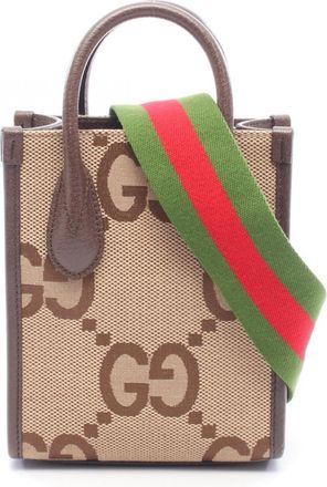 Gucci Beige Brown Leather Handbag Tote Bag (Pre-Owned)