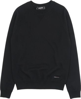 Dsquared2 Sweatshirts, male, Black, Size: XL Logo Plaque Sweater