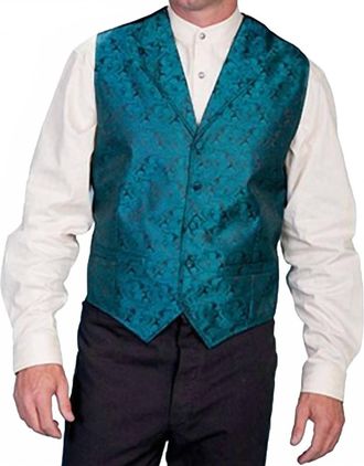Scully Classic Paisley Vest In Teal