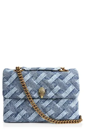 Kurt Geiger Large Kensington Denim Shoulder Bag in Navy at Nordstrom