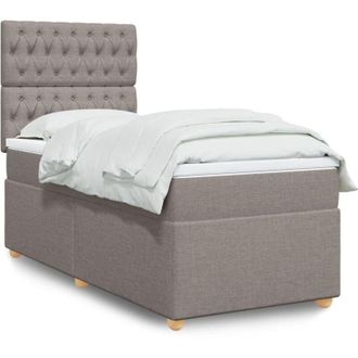 vidaXL Cama Box Spring Con Colch&oacute;n Tela Gris Taupe 80x200 Cm Vidaxl