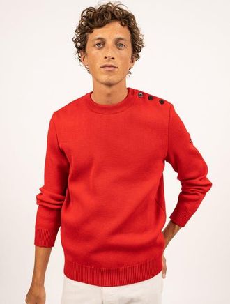 Saint James CANCALE - Fisherman Sweater with Button Shoulder in Red at Nordstrom, Size Xxx-Large