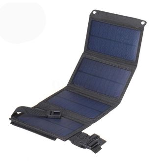 OEM (negro) Bater&iacute;a Externa Plegable Con Panel Solar De 20 W Y 5 V, Cargador Port&aacute;til Para Camping Al Aire Libre -crezuo