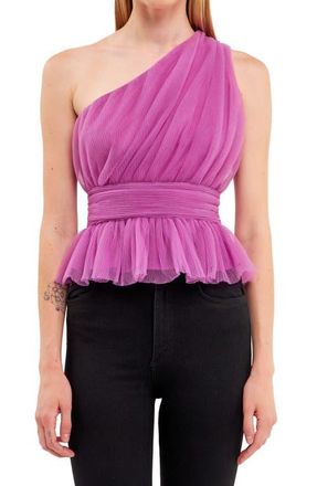 endless rose One-Shoulder Textured Tulle Top in Lavender at Nordstrom, Size X-Small