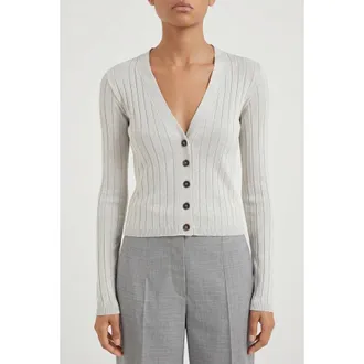 Brunello Cucinelli Light Grey Silk Sweater, Size X-Small