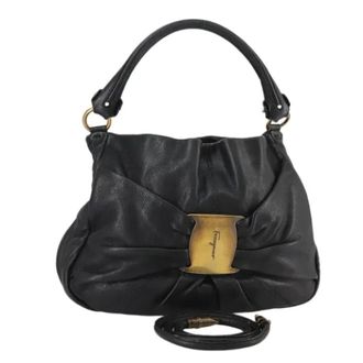Ferragamo Tweedehands leren handtassen - Dames - Vintage Handtas - Zwart - ONE Size - Leer - Vintage