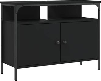 vidaXL Vidaxl - Armario Para Lavabo De Ba&ntilde;o Madera Ingenier&iacute;a Negro 80x30x60 Cm