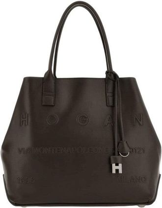 Hogan Spacious Brown Leather Shoulder Bag