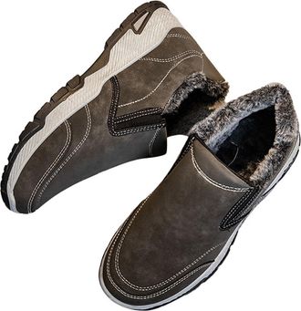 Generic Fur Lining Snow Boots for Mens Size 6.5 Winter Warm Slip On Shoes Waterproof Anti Slip Rubber Sole Boots Outdoor Casual Comfortable Lightweight Walkin