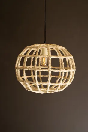 Kalalou Short Paper Mache Grid Pendant Light