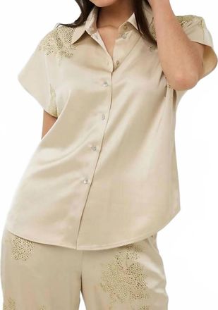 Esqualo Signe Sequins Batwing Blouse In Champagne