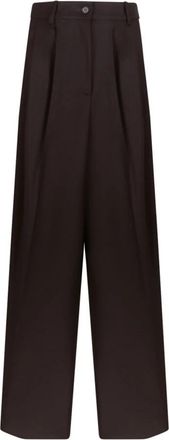 P.A.R.O.S.H. Tailored broek - Dames - Wijde Broeken - Bruin - S - Leer - Broeken